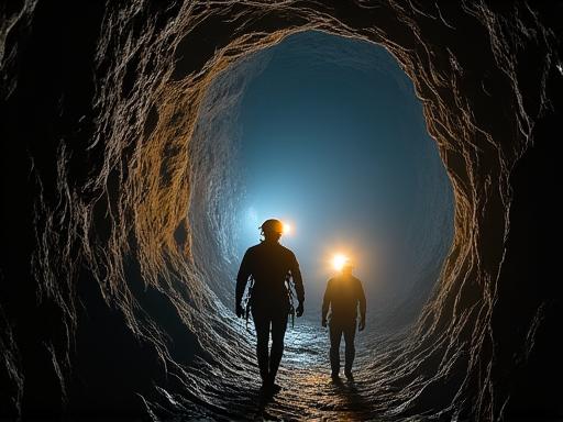 Extreme lava tube exploration adventure