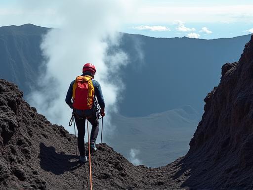 Extreme volcanic crater climbing expedition