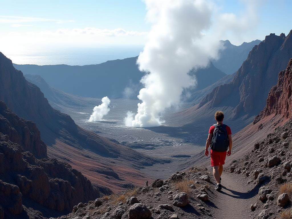 Stunning volcanic landscape with geothermal features